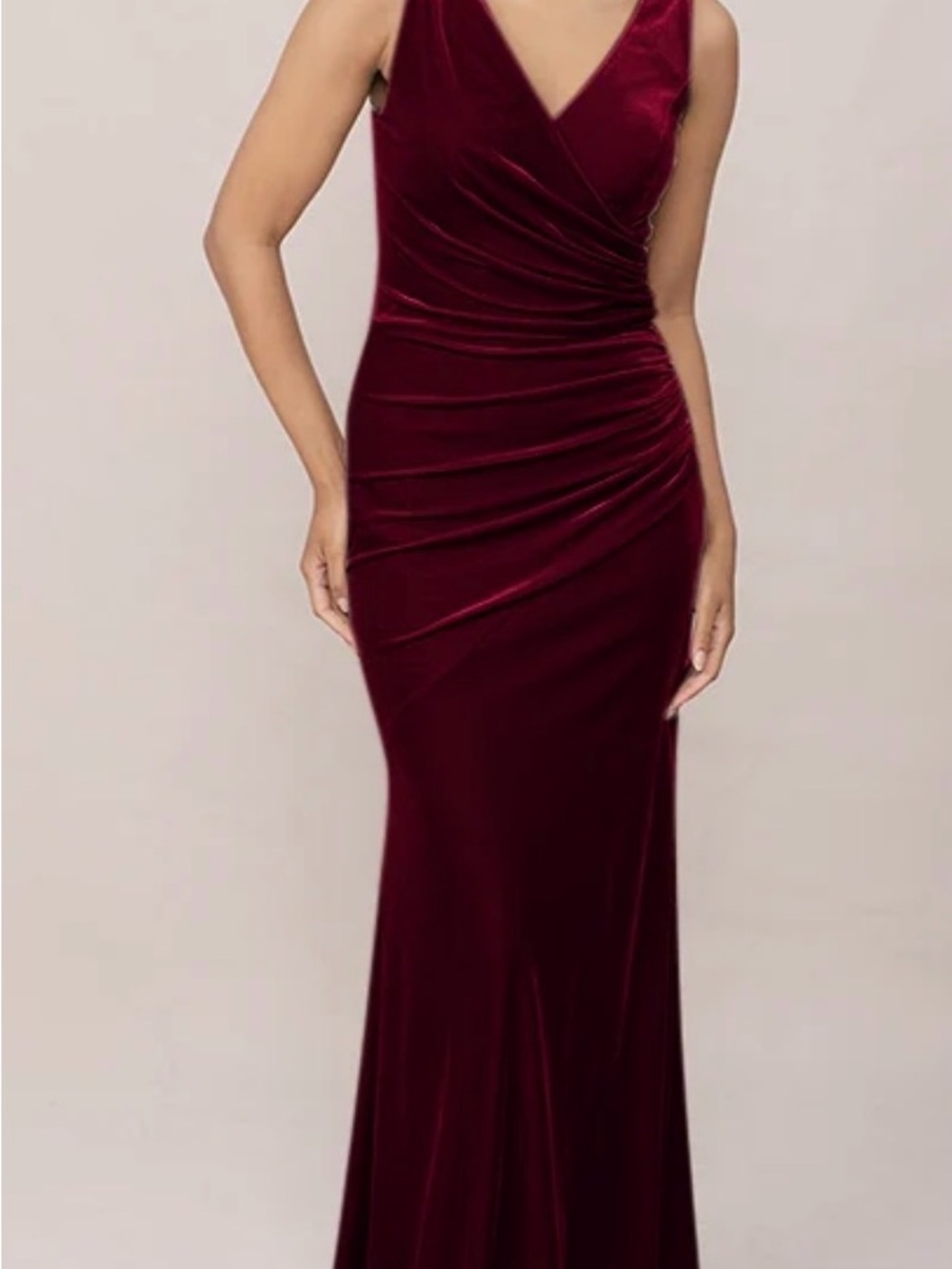 Reverly V-Neck Burgundy Velvet Evening Dress